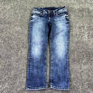 Silver Jeans Womens 27/22.5 Blue Suki Capri Stretch Denim Casual City Pockets